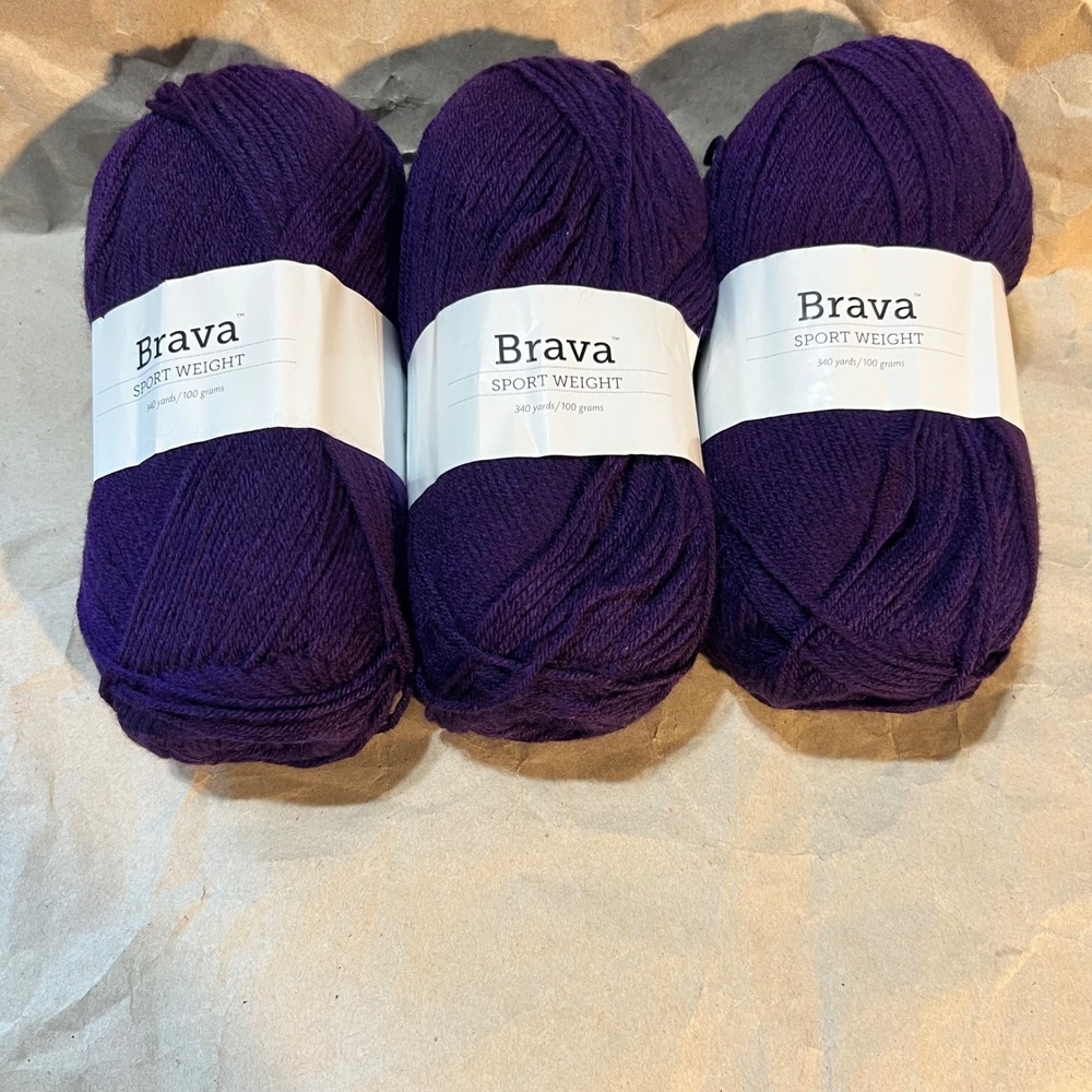 Knit Picks 3 Skeins Brava Sport Weight Yarn Eggplant Purple 100% Premium Acrylic